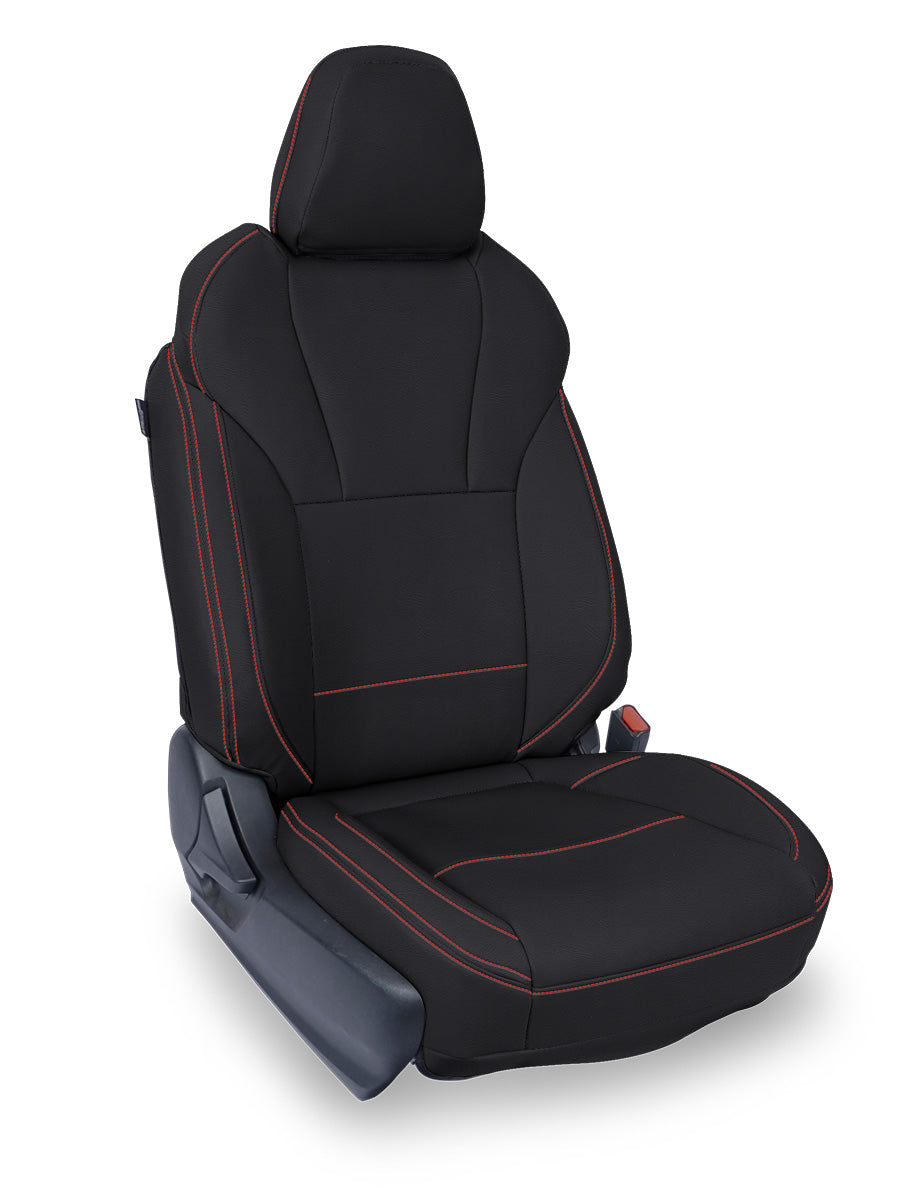 Front Seat Covers for 2018-2023 Subaru Crosstrek Pair Black with Red Stitch PRP Seats