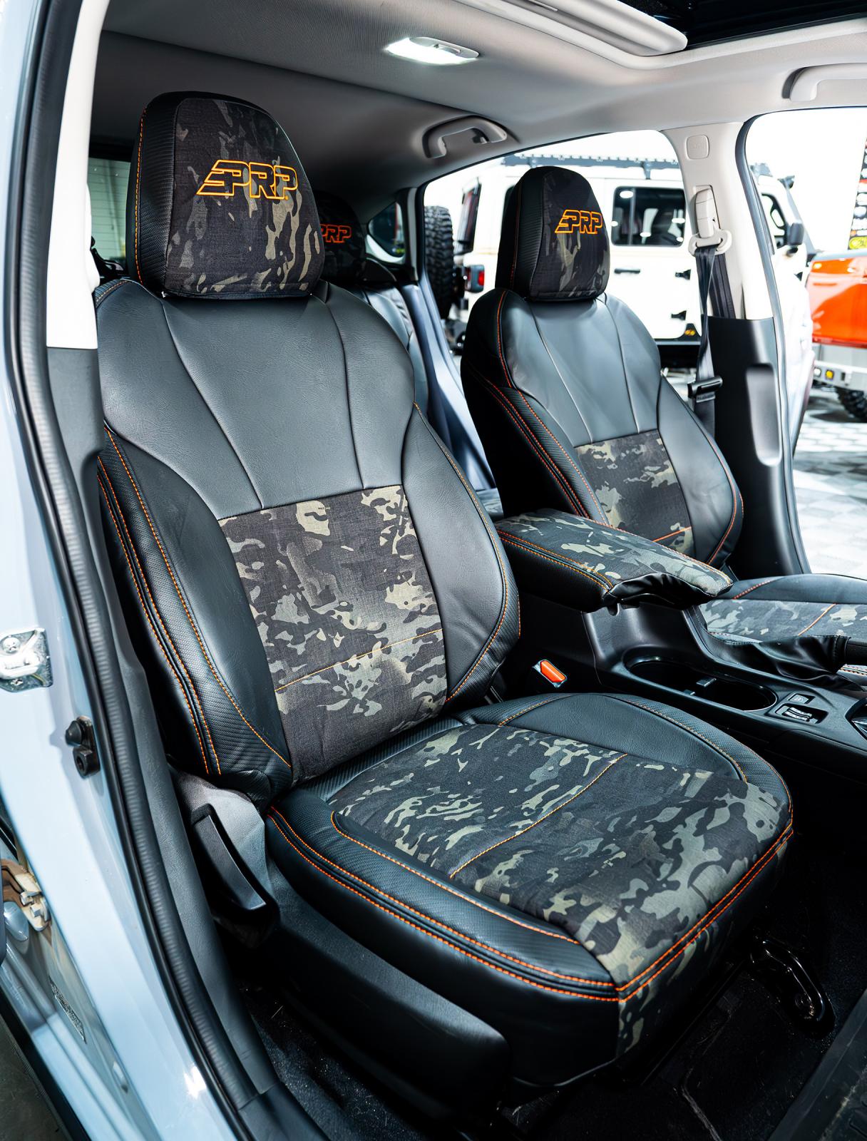 Front Seat Covers for 2018-2023 Subaru Crosstrek Pair Black with Red Stitch PRP Seats