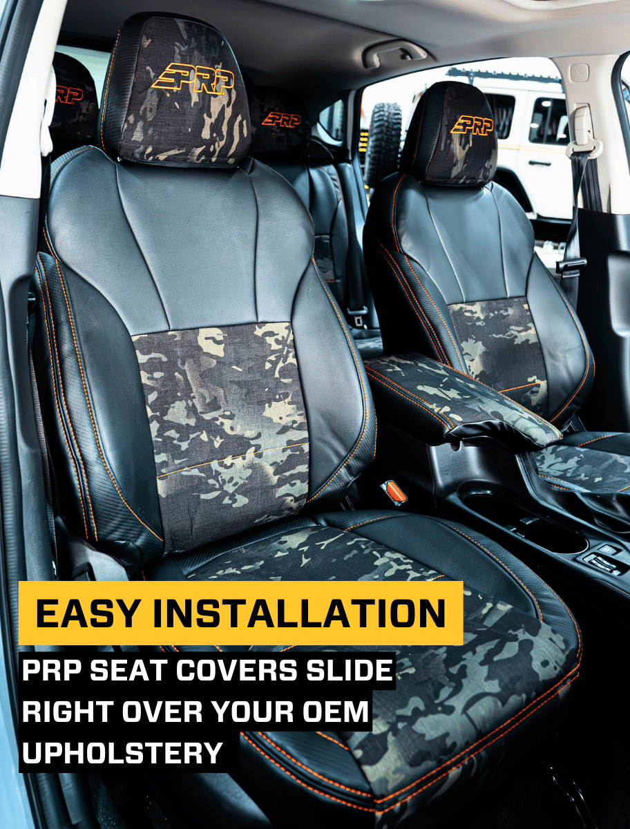 Front Seat Covers for 2018-2023 Subaru Crosstrek Pair Black with Red Stitch PRP Seats