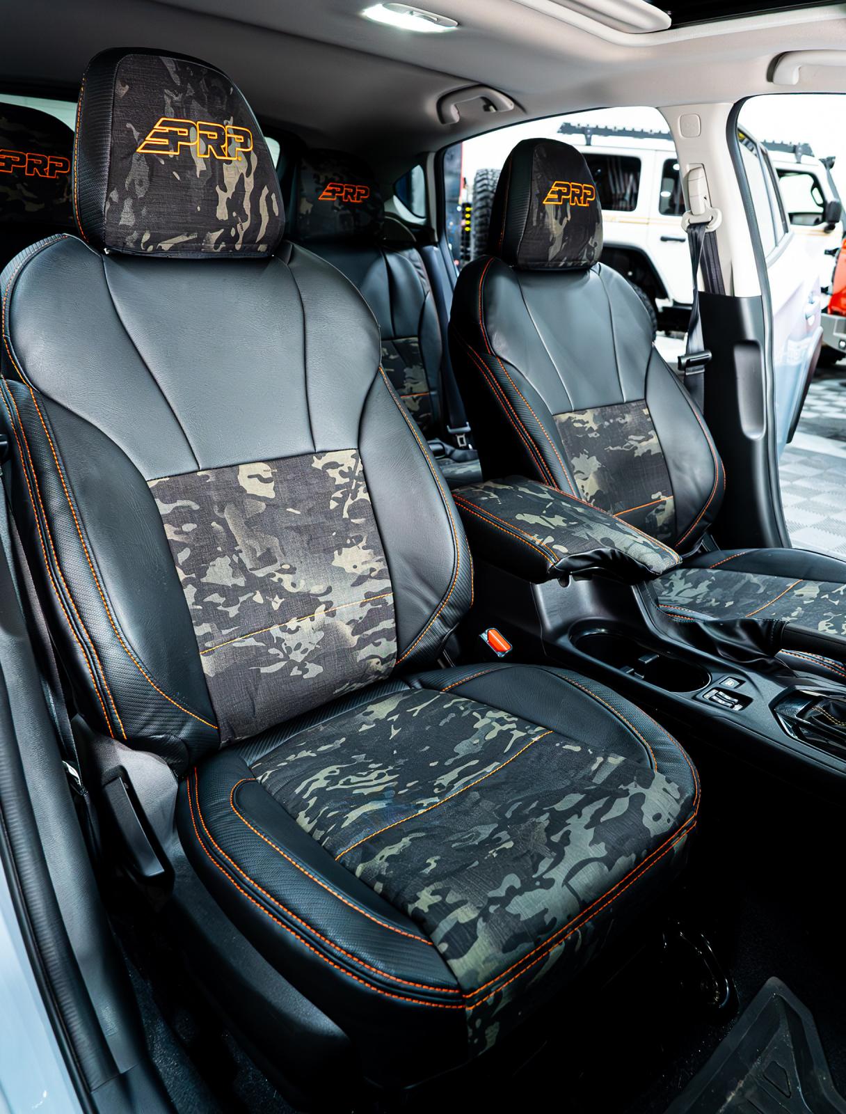 Front Seat Covers for 2018-2023 Subaru Crosstrek Pair Black with Red Stitch PRP Seats