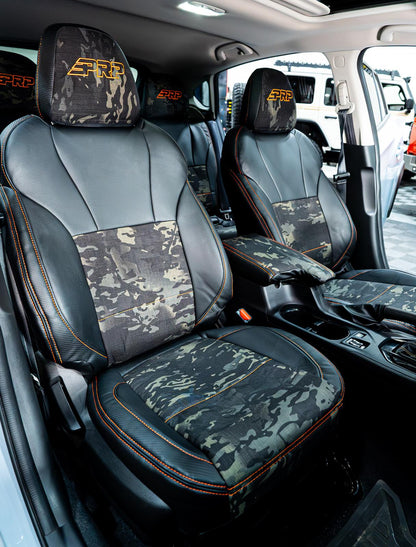 Front Seat Covers for 2018-2023 Subaru Crosstrek Pair Black with Red Stitch PRP Seats