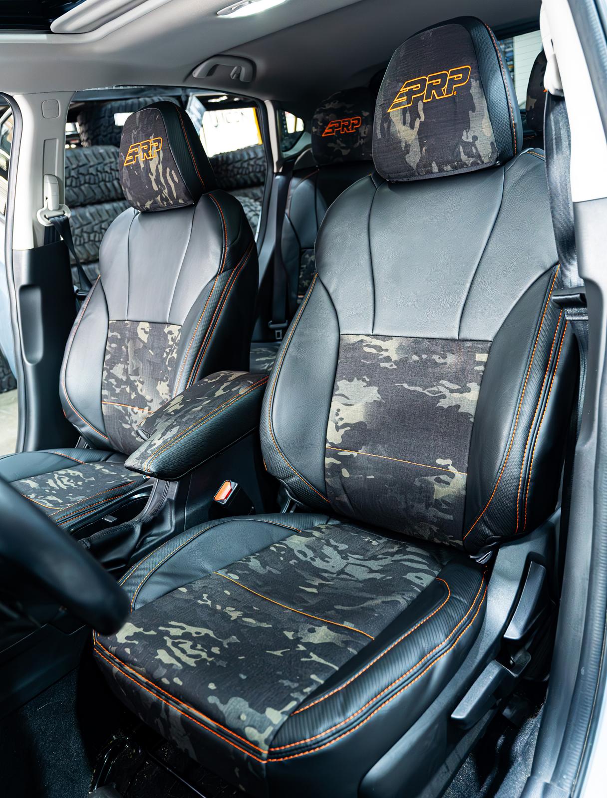 Front Seat Covers for 2018-2023 Subaru Crosstrek Pair Black with Red Stitch PRP Seats