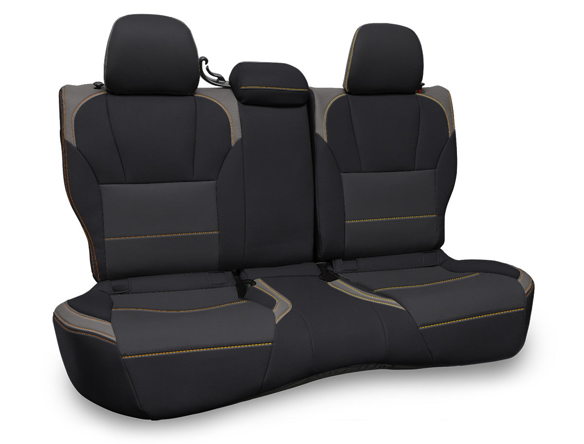 Rear Bench Seat Cover for 2018-2023 Subaru Crosstrek Black and Gray with Gold Stitch PRP Seats