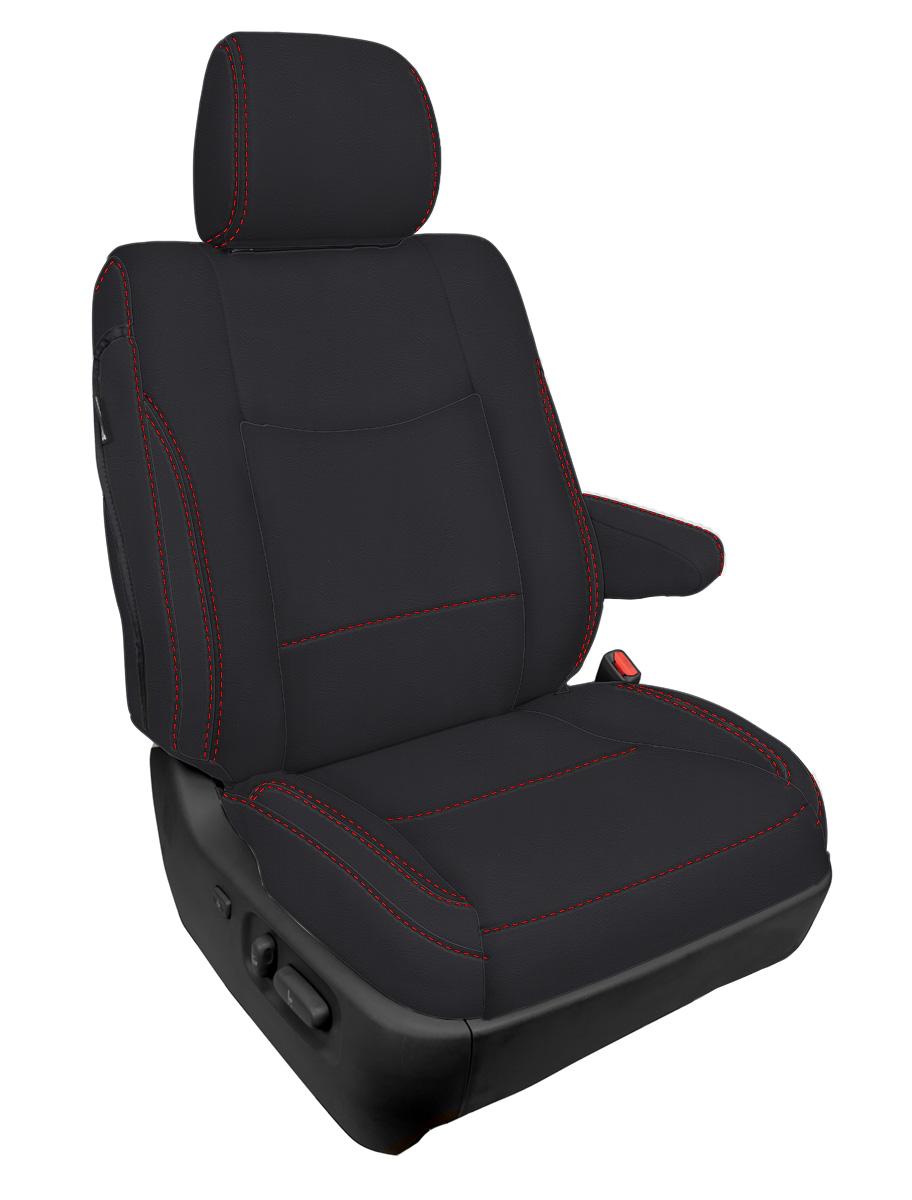 Front Seat Covers for 2003-2009 Lexus GX470 (Pair) - Black with Red Stitch PRP Seats
