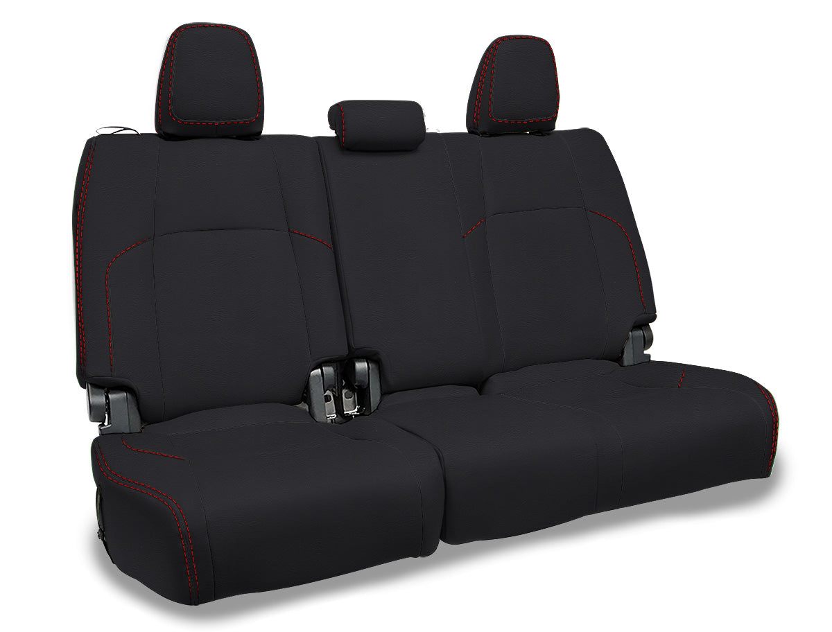 Rear Bench Covers for 2024 Toyota Tacoma Black with Red Stitch PRP Seats