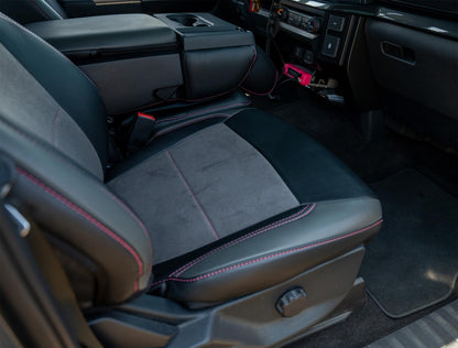 Front Seat Covers for 2021-Present Ford F150, 2023-Present Super Duty with Standard Seats, Black with Red Stitch PRP Seats