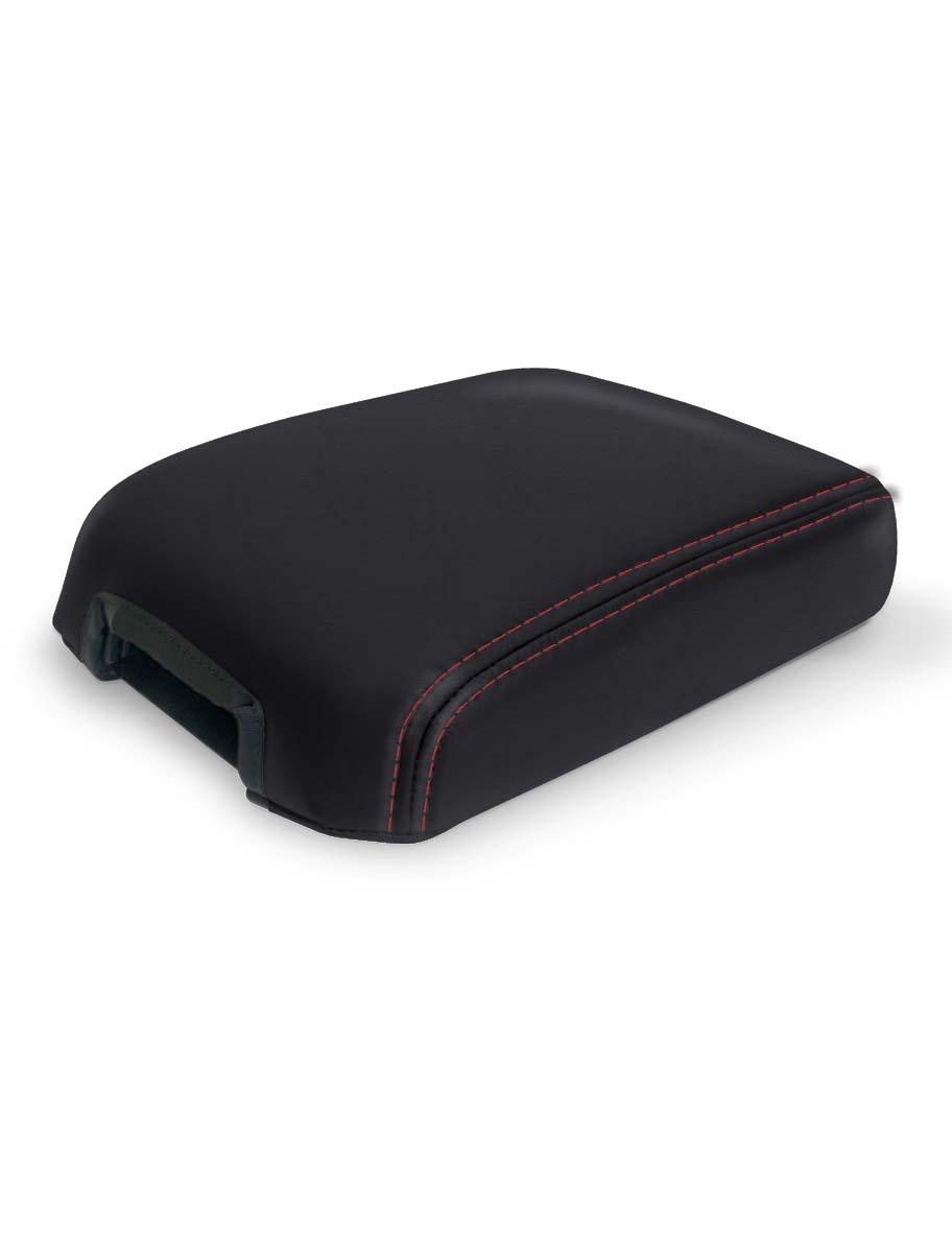 Center Console Cover for '16-'23 Toyota Tacoma Black with Red Stitching PRP Seats
