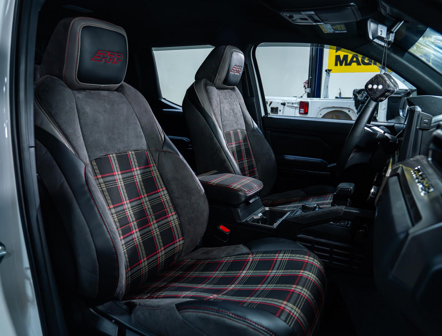 Center Console Cover for 2024+ Toyota Tacoma Black with Red Stitch PRP Seats