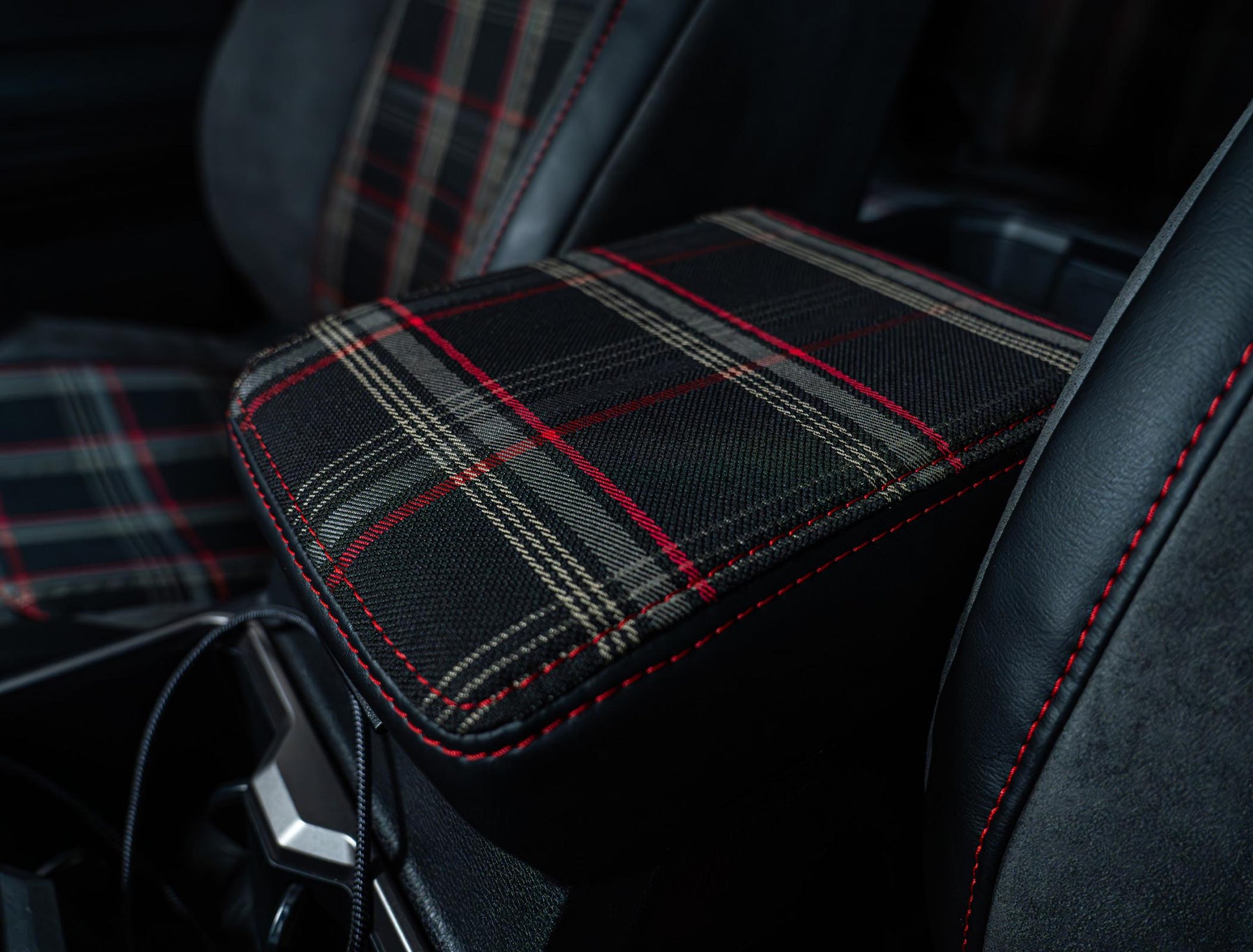 Center Console Cover for 2024+ Toyota Tacoma Black with Red Stitch PRP Seats