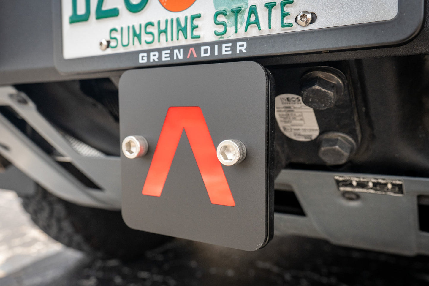Rear Hitch Cover with Red Lambda - 2024+ Grenadier / Quartermaster