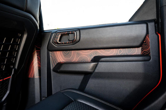 Topo Rear Interior Upper Door Card Insert Overlays (Printed Series) - 2021+ Bronco 4 Door