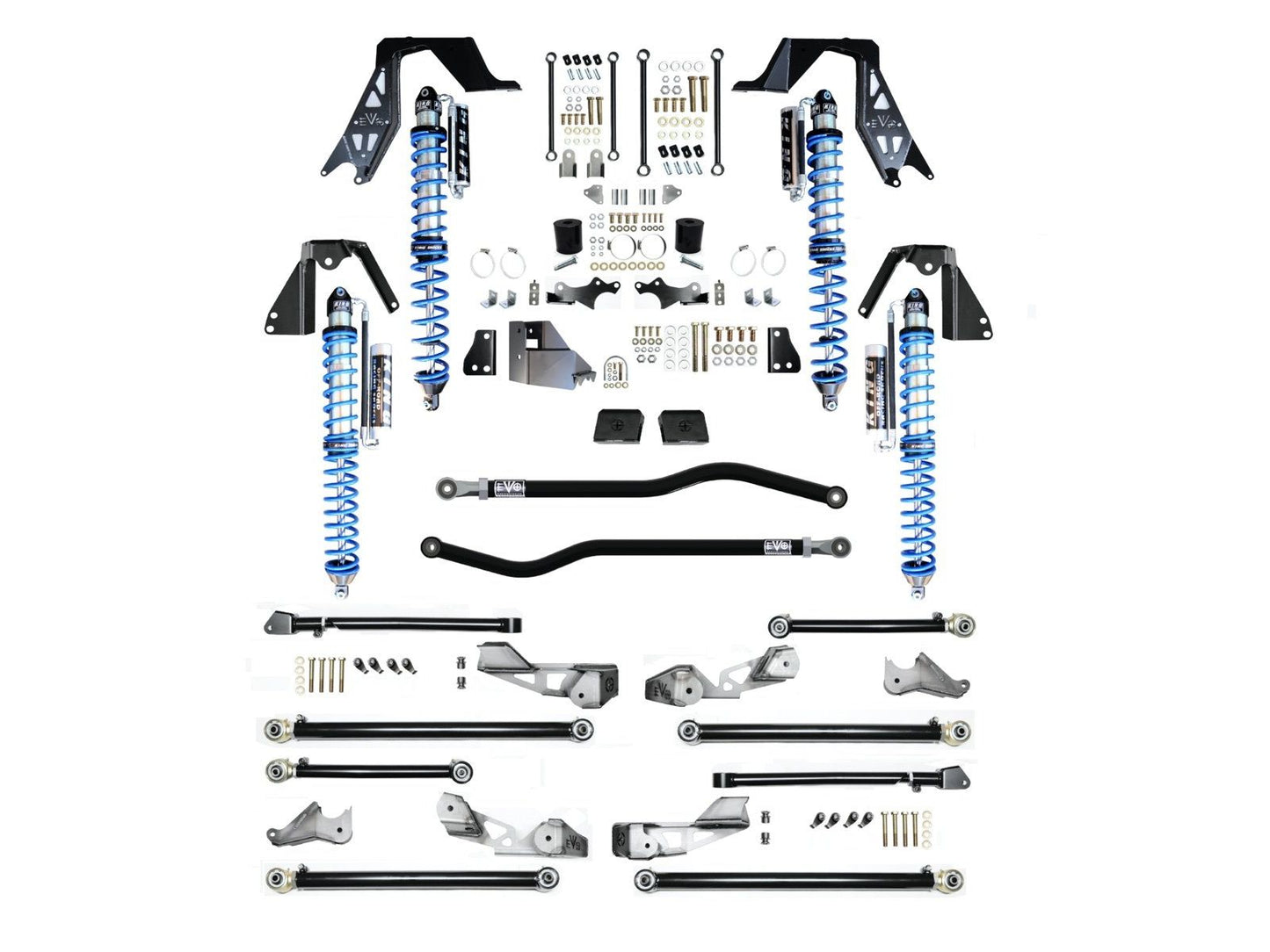 Jeep JLU High Clearance Pro Long Arm NV2514 with Compression Adjusters Plus Black EVO Mfg