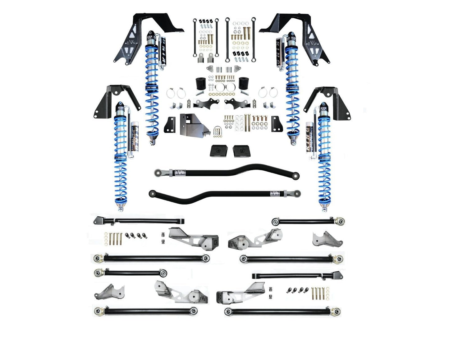 JLU Diesel High Clearance PRO Long Arm NV2514 w/ Compression Adjusters Plus Black EVO Manufacturing