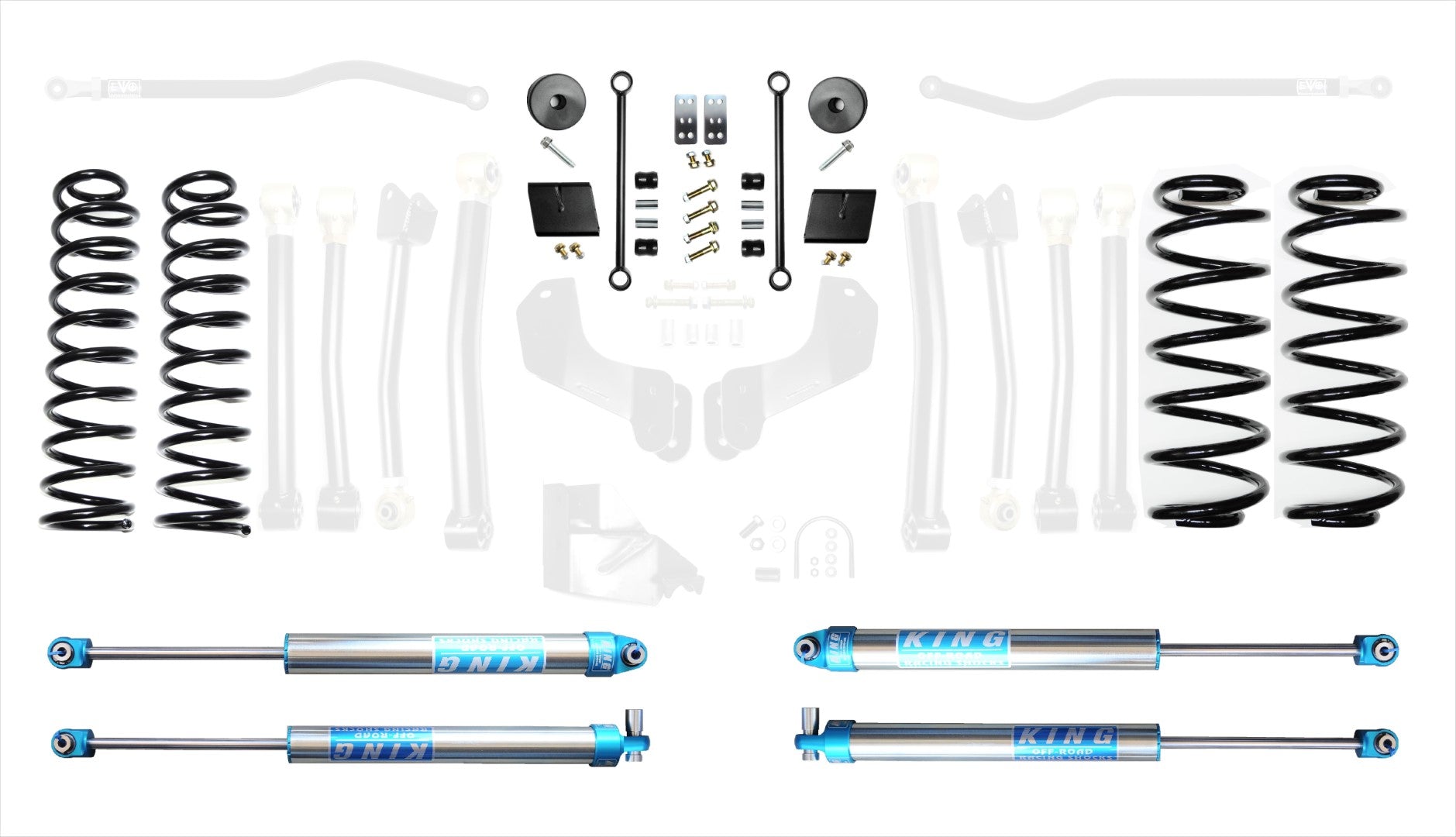 18-Present Jeep Wrangler JL 2.5 Inch Enforcer 4XE Lift Stage 1 with EVO SPEC King 2.0 Shocks EVO Manufacturing