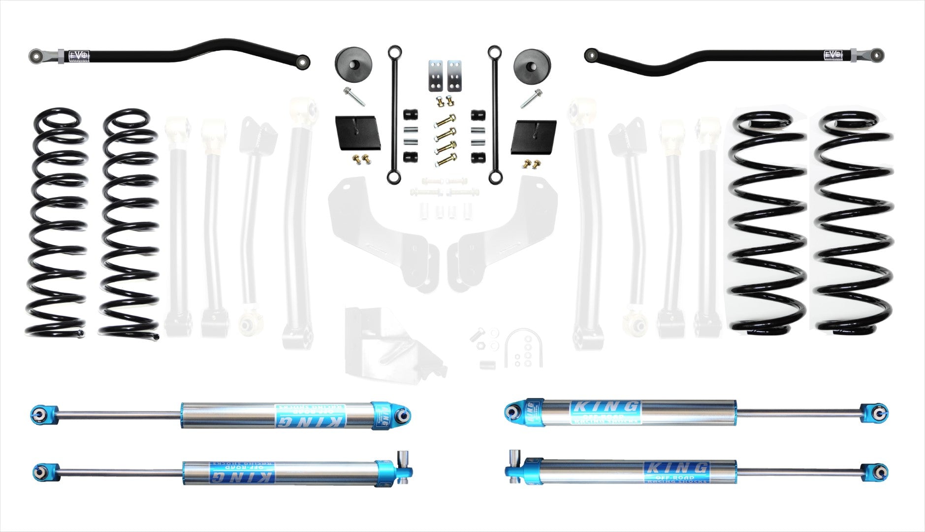 18-Present Jeep Wrangler JL 2.5 Inch Enforcer 4XE Lift Stage 1 Plus with EVO SPEC King 2.0 Shocks EVO Manufacturing