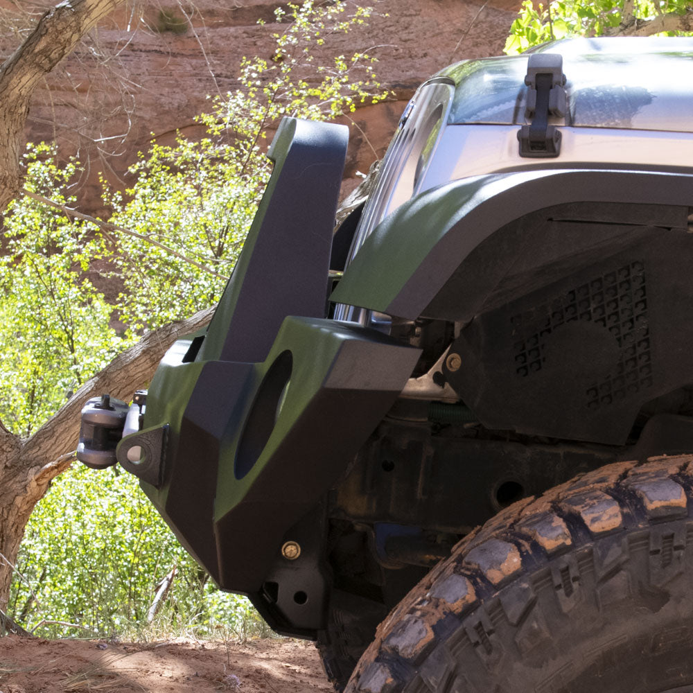 Jeep JK Bull Bar For 07-18 Wrangler JK Rigid Series Front Bumper Only Black Powdercoat Rock Slide Engineering