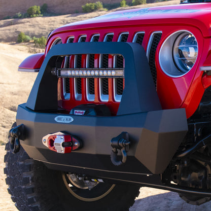 Jeep JK Bull Bar For 07-18 Wrangler JK Rigid Series Front Bumper Only Black Powdercoat Rock Slide Engineering