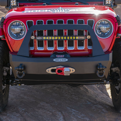 Jeep JL Shorty Front Bumper For 18-Pres Wrangler JL Complete With Winch Plate Rigid Series Rock Slide Engineering