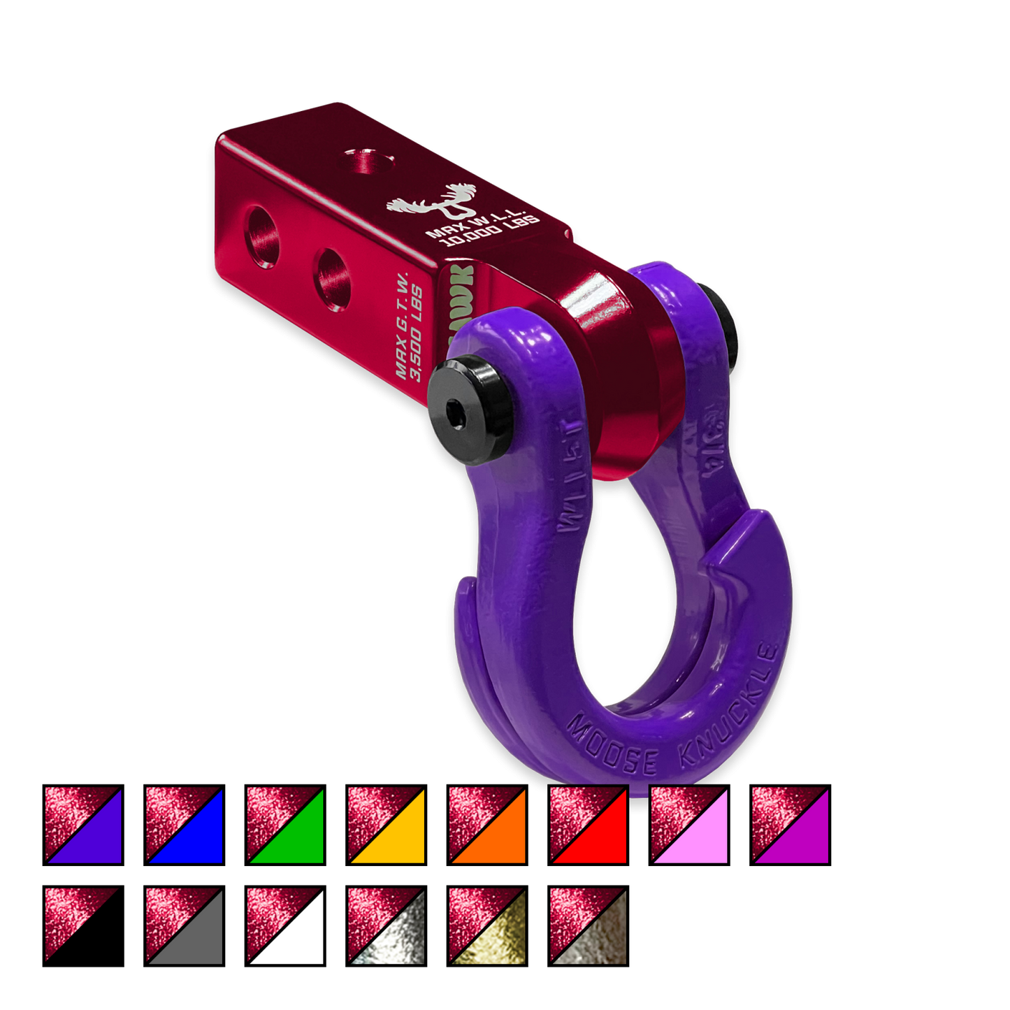 Jowl 3/4 Split Shackle and Mohawk 2.0 Receiver Combo Red Rum Moose Knuckle Offroad