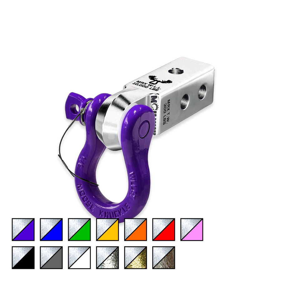 B'oh 3/4 Spin Pin Shackle and Mohawk 2.0 Receiver Combo Atomic Silver Moose Knuckle Offroad