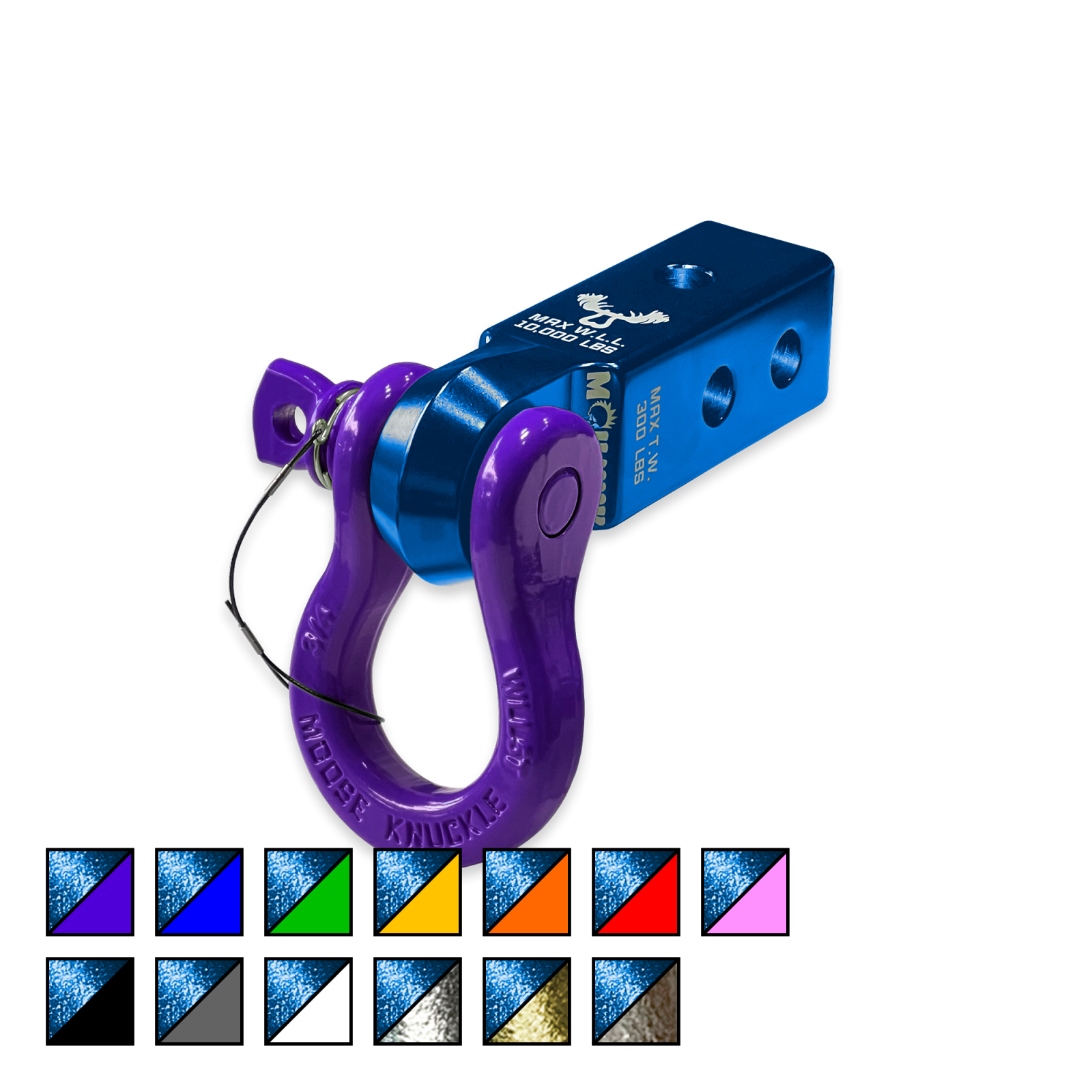 B'oh 3/4 Spin Pin Shackle and Mohawk 2.0 Receiver Combo Blue Pill Moose Knuckle Offroad