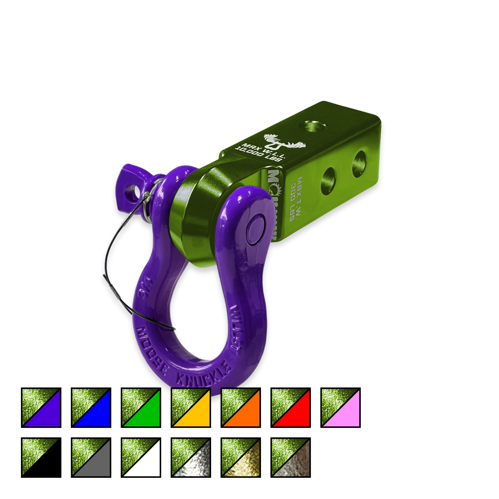 B'oh 3/4 Spin Pin Shackle and Mohawk 2.0 Receiver Combo Bean Green Moose Knuckle Offroad