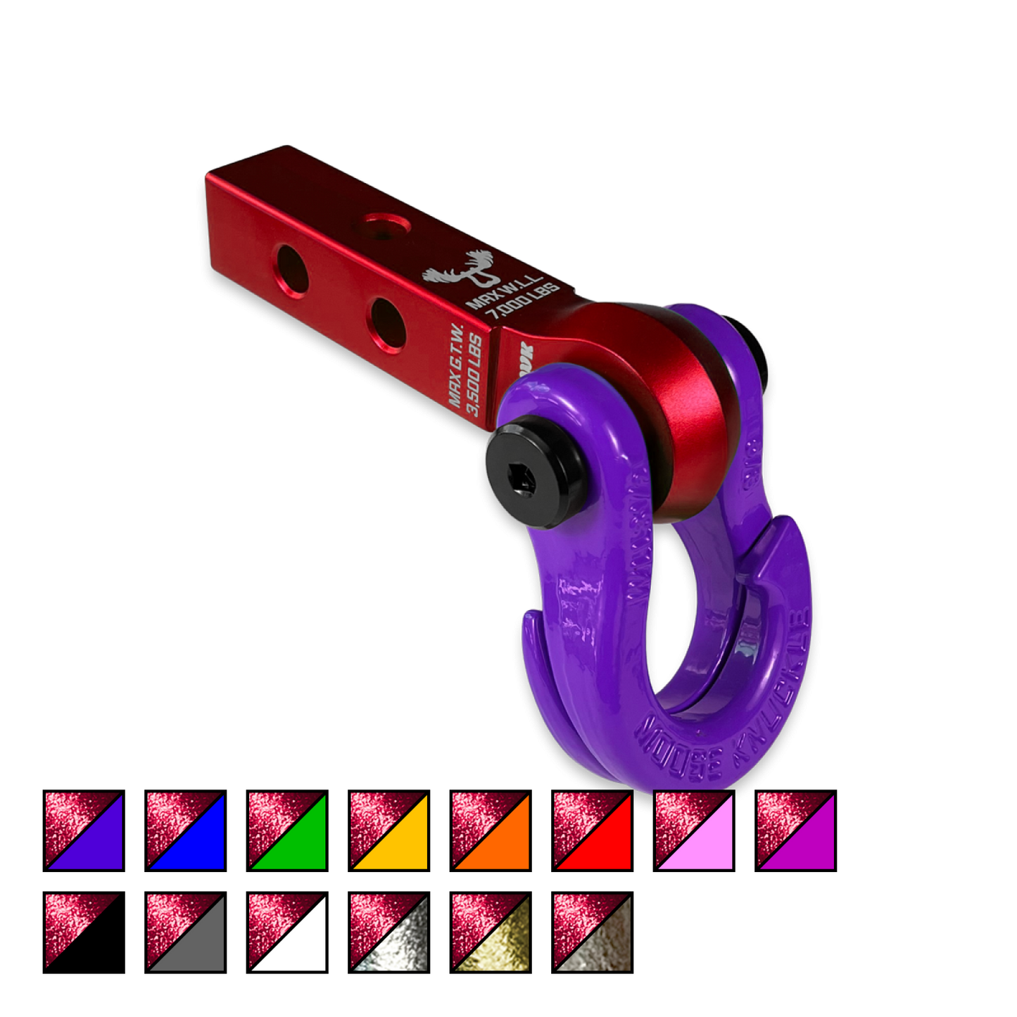 Jowl 5/8 Split Shackle and Mohawk 1.25 Receiver Combo Red Rum Moose Knuckle Offroad
