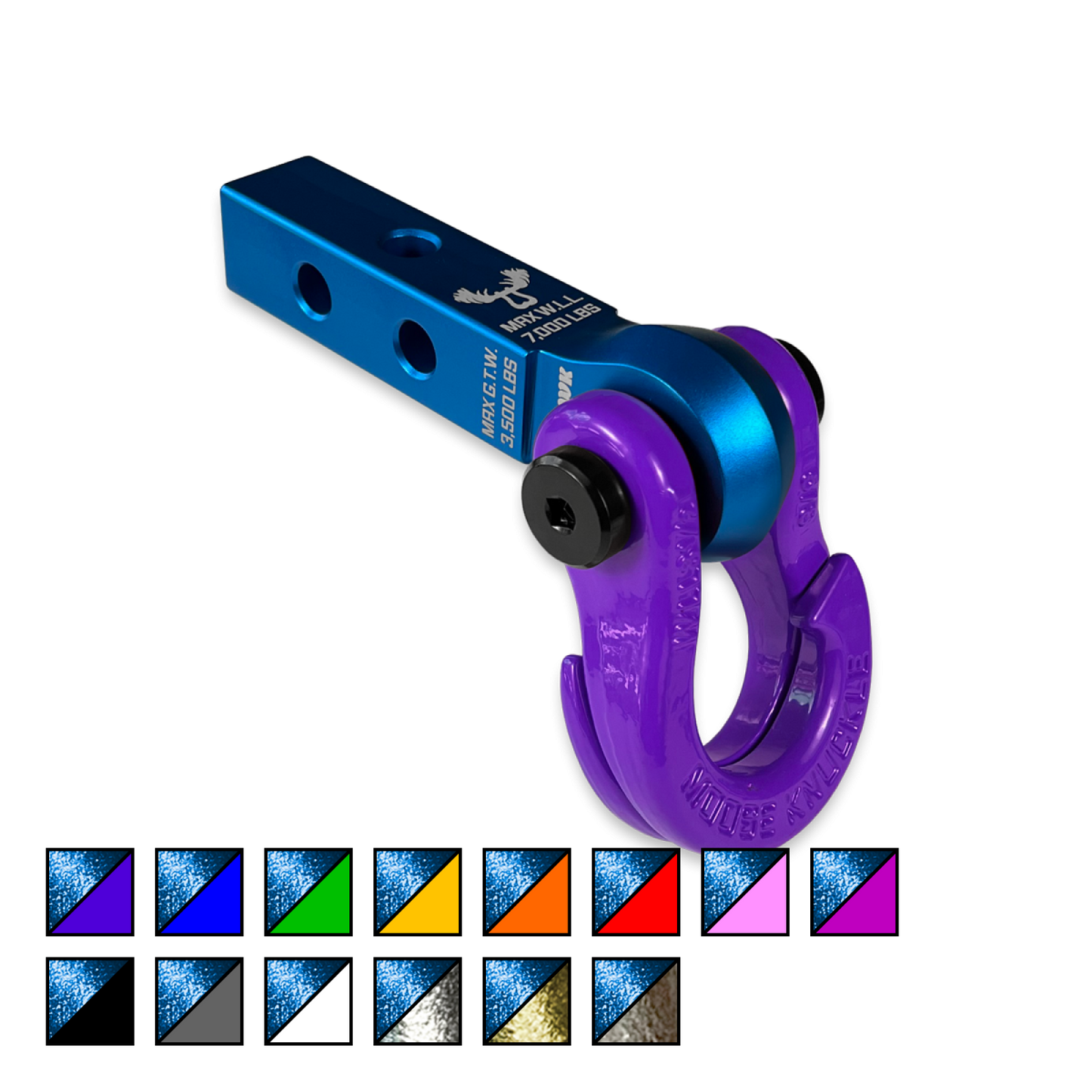 Jowl 5/8 Split Shackle and Mohawk 1.25 Receiver Combo Blue Pill Moose Knuckle Offroad