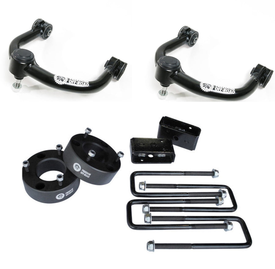 3 Inch Front Strut Spacer/2 Inch Rear Lift Blocks w/ U Bolts and Front Upper Control Arms