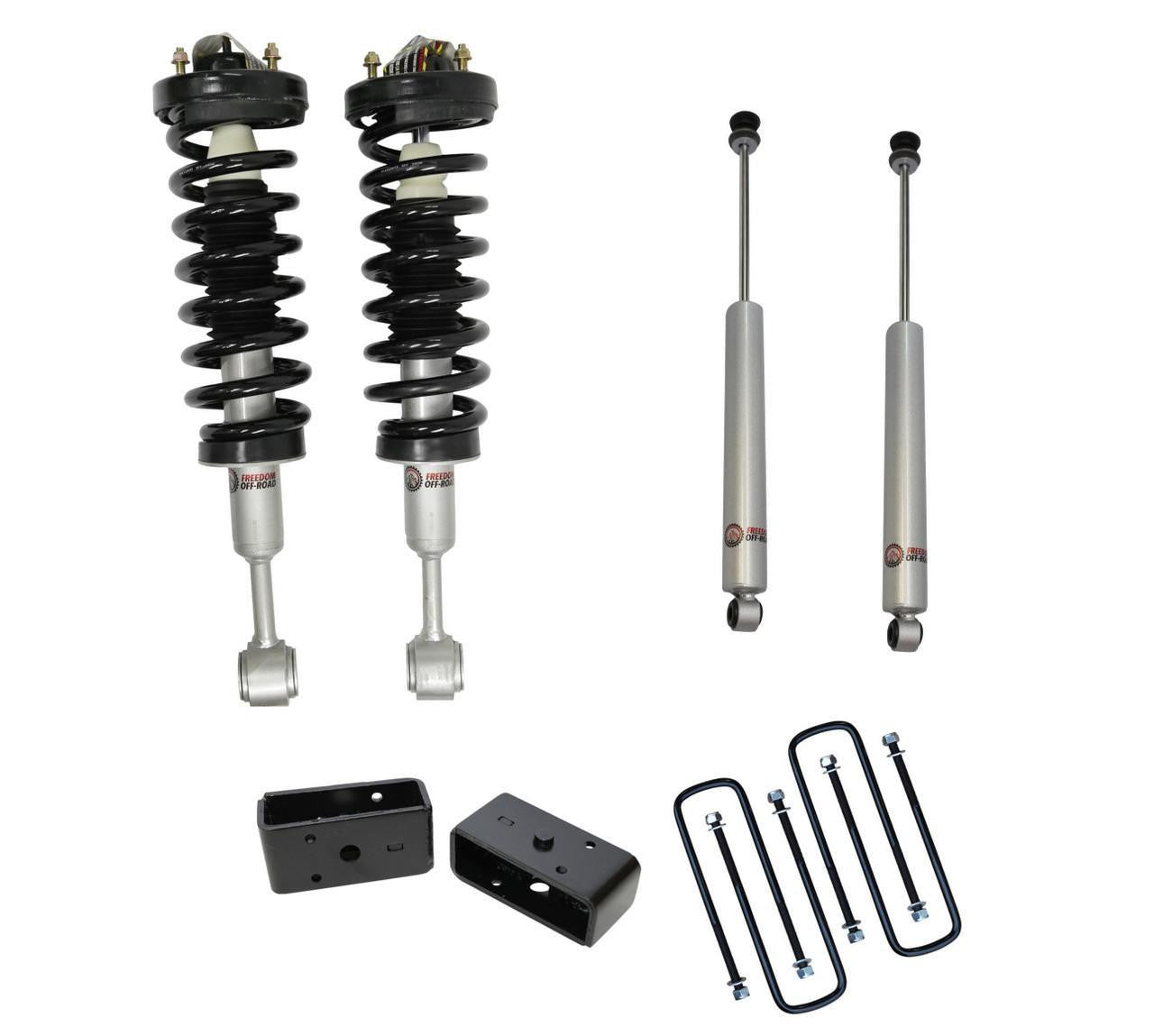 Front 2 Inch Lift Struts w/ Rear 2 Inch Blocks and Shocks 2004-2008 Ford F-150 Freedom Off-Road