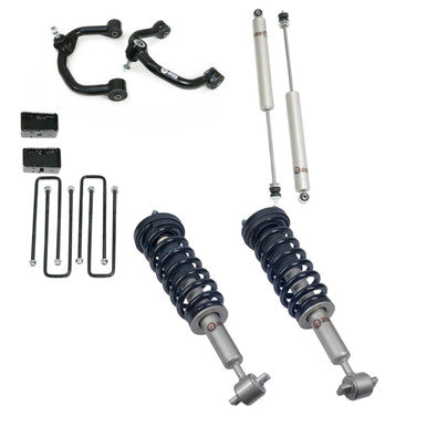 Front 3.5 Inch Lift Struts w/ Rear 3 Inch Blocks, Shocks, and Front Upper Control Arms 2014-2020 Ford F-150