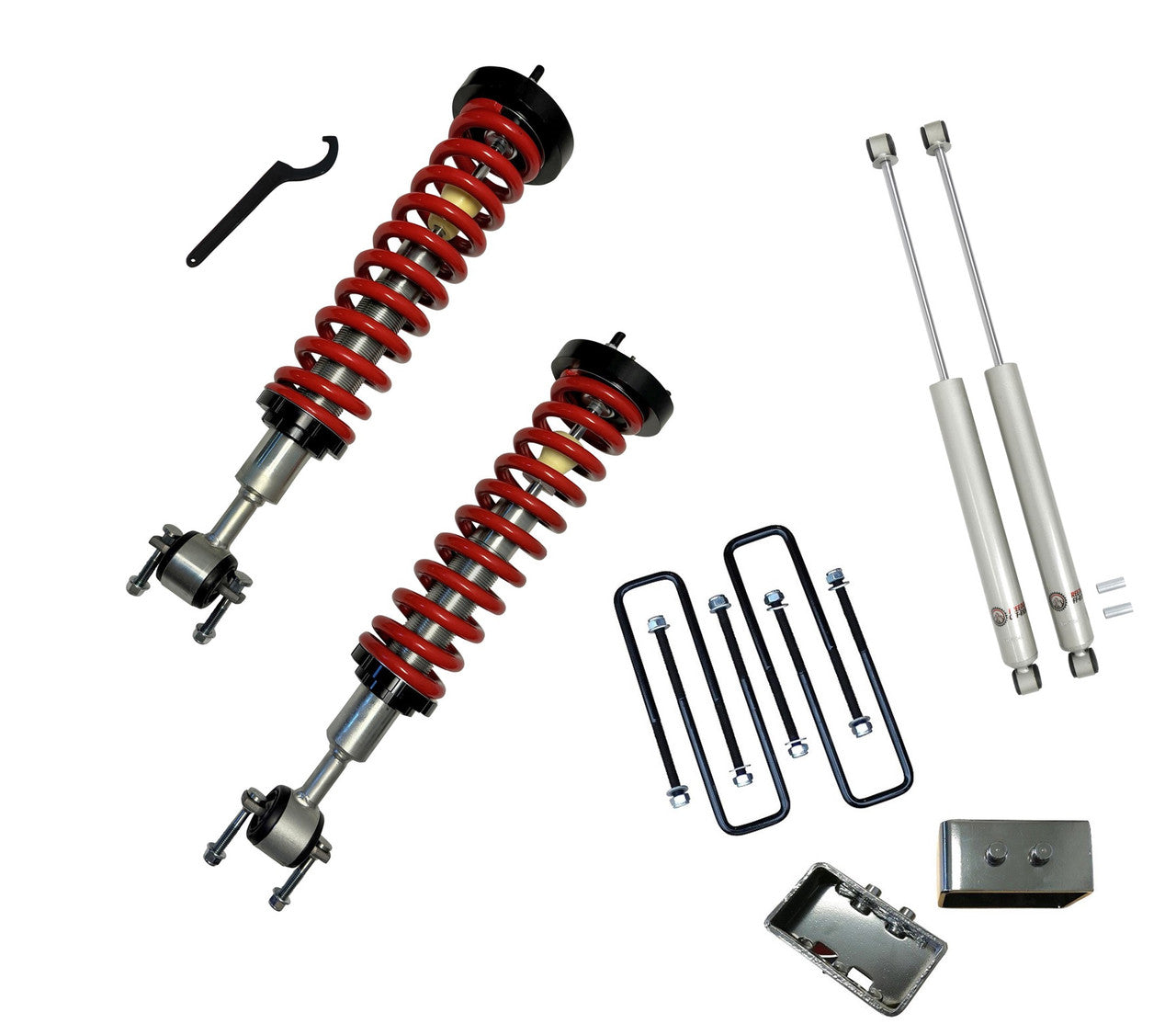 1-4 Inch Adjustable Coilovers/3 Inch Rear Blocks w/ U Bolts and Shocks
