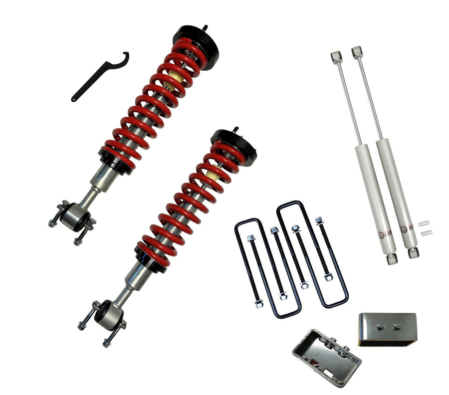 1-4 Inch Adjustable Coilovers/3 Inch Rear Blocks w/ U Bolts and Shocks