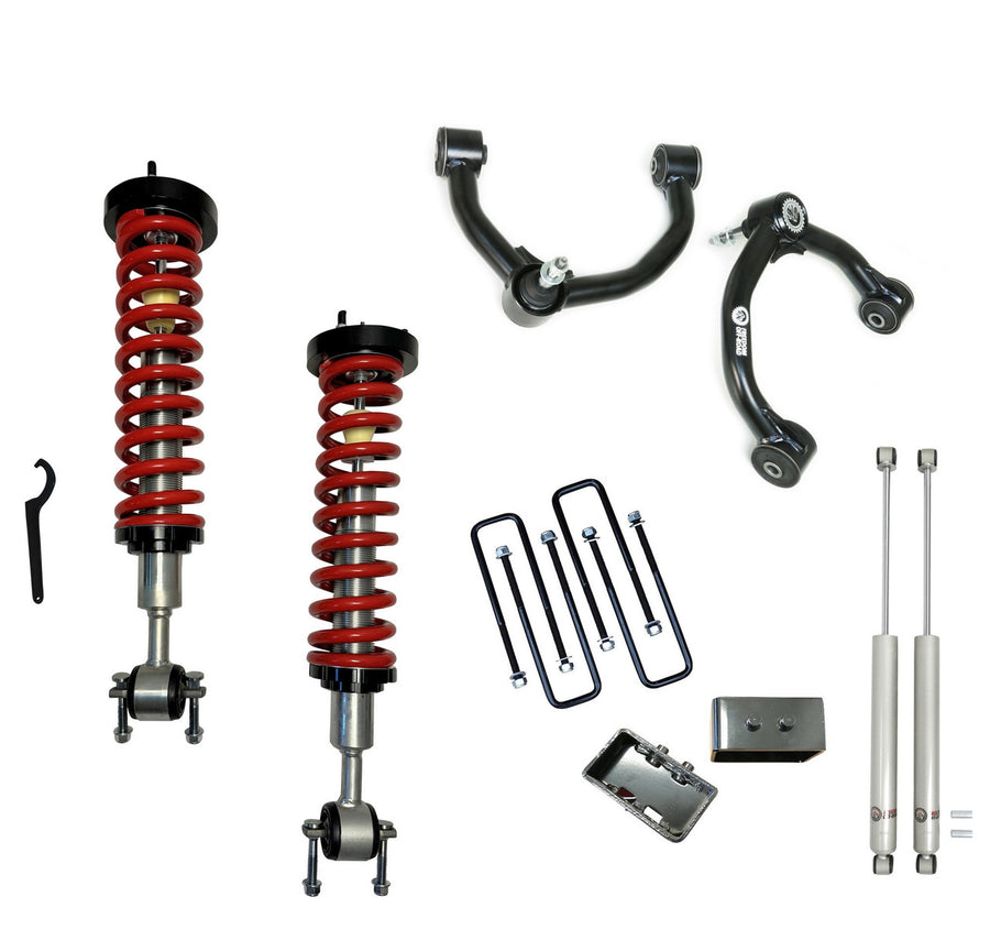 1-4 Inch Adjustable Coilovers/3 Inch Rear Blocks w/ U Bolts/Shocks and Front Upper Control Arms