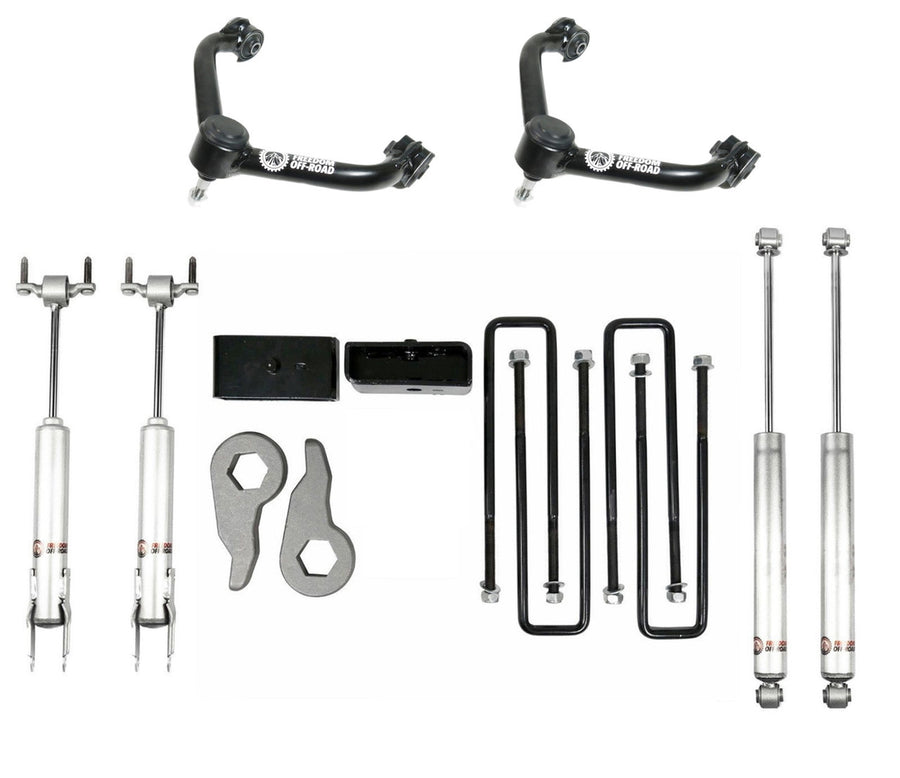 3 Inch Front and 2 Inch Rear Leveling Kit w/ Shocks and Control Arms 20-Present Chevrolet/GMC 2500HD/3500HD