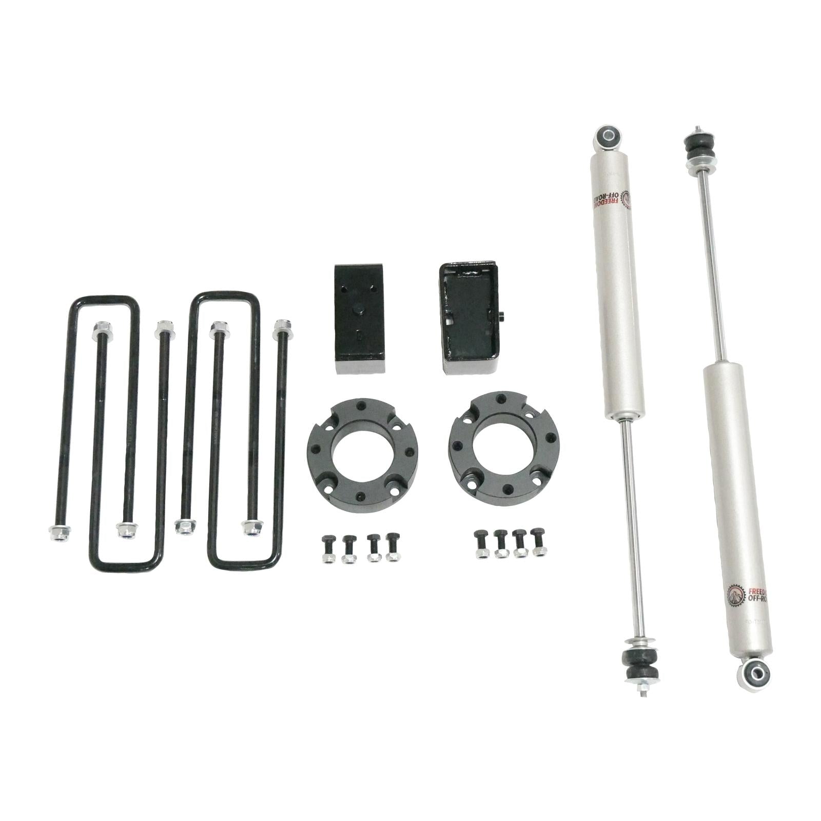 3 Inch Lift Kit Front Spacers w/ Rear Blocks and Shocks 07-18 Chevrolet Silverado 1500/07-18 GMC Sierra 1500 Freedom Off-Road