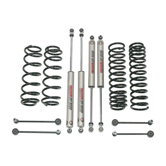 18+ Jeep JL Wrangler 4 Inch 4DR/4.5 Inch 2DR Lift w/ Coil Springs, Monotube Shocks, and Extended Sway Bar Links Freedom Off Road