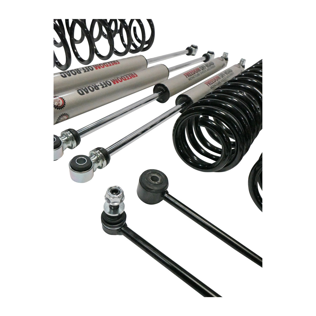 18+ Jeep JL Wrangler 4 Inch 4DR/4.5 Inch 2DR Lift w/ Coil Springs, Monotube Shocks, and Extended Sway Bar Links Freedom Off Road