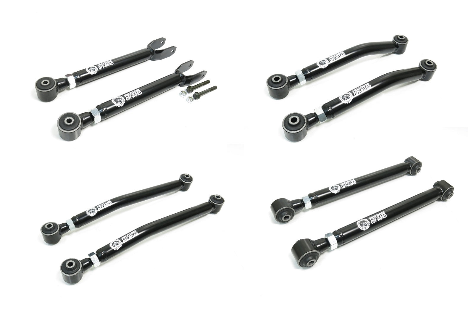 Adjustable Front Upper + Lower and Rear Upper + Lower Control Arms For 0-4.5 Inch Lift 8 pc kit 07-18 Wrangler JK