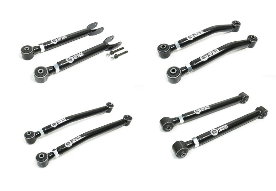 Adjustable Front Upper + Lower and Rear Upper + Lower Control Arms For 0-4.5 Inch Lift 8 pc Kit 18-24 Wrangler JL