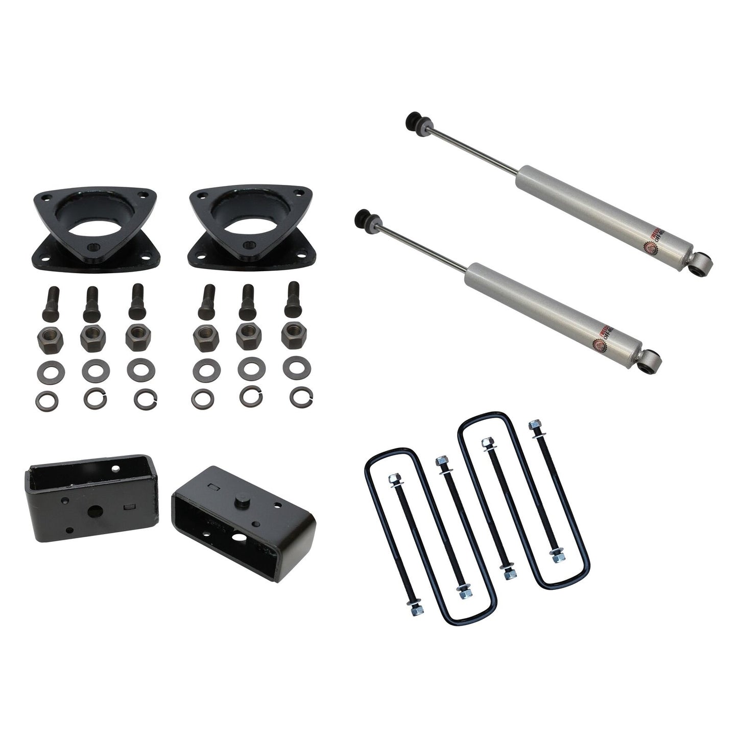3 Inch Front Strut Spacers 2 Inch Rear Blocks w/U Bolts and Shocks 05-23 Tacoma Freedom Off-Road
