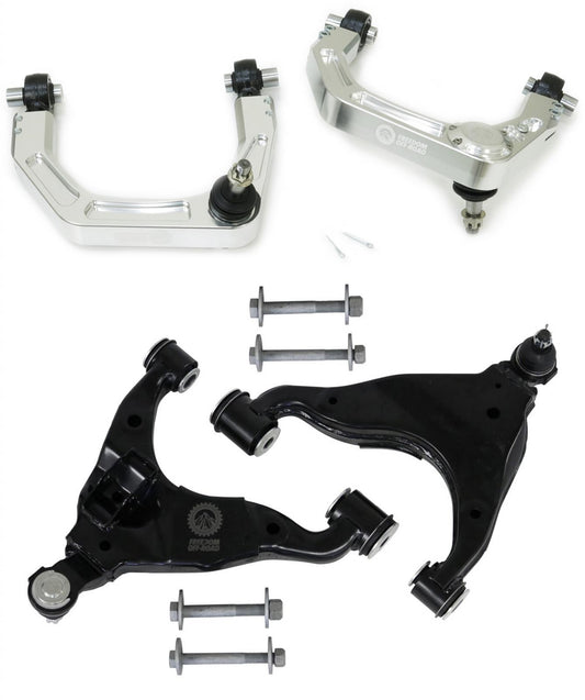 Billet Front Upper Control Arms and OEM Replacement Lower Control Arms for 2-4 Inch Lift 03-09 Toyota 4Runner/03-09 Lexus GX470/07-10 Toyota FJ Cruiser (NON-KDSS)