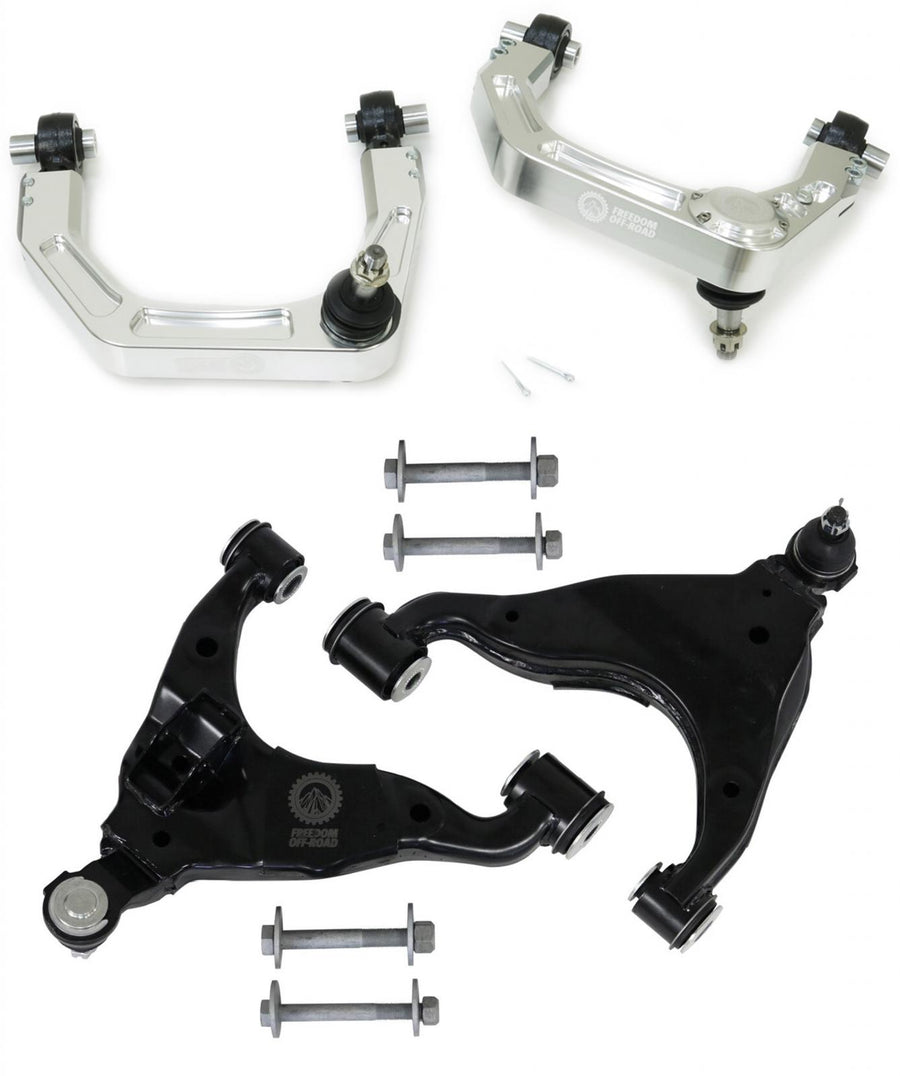 Billet Front Upper Control Arms and OEM Replacement Lower Control Arms for 2-4 Inch Lift 10-24 Toyota 4Runner/11-14 Toyota FJ Cruiser (NON-KDSS)