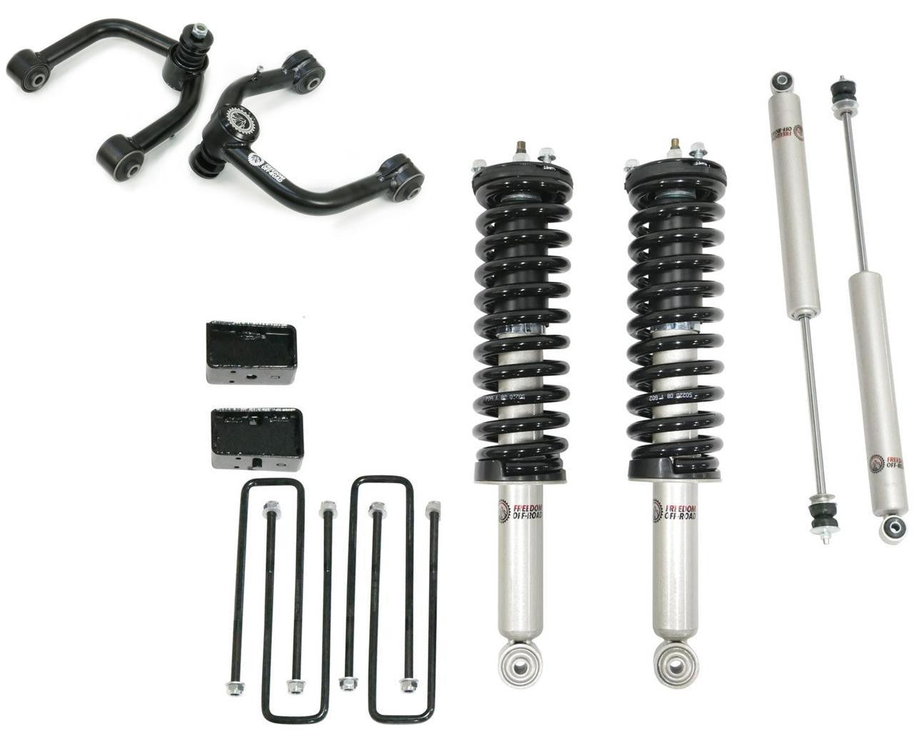 Front 3.5 Inch Lift Struts w/ Rear 3 Inch Blocks, Shocks, and Front Upper Control Arms 2000-2006 Toyota Tundra