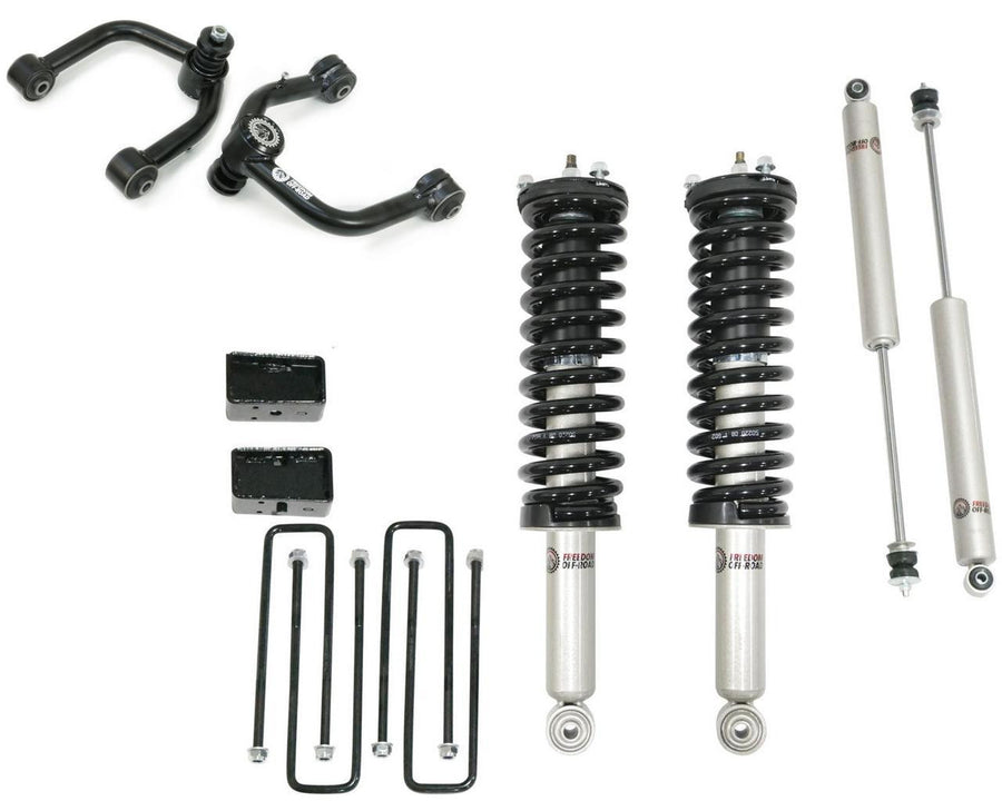Front 3.5 Inch Lift Struts w/ Rear 3 Inch Blocks, Shocks, and Front Upper Control Arms 1996-2004 Toyota Tacoma