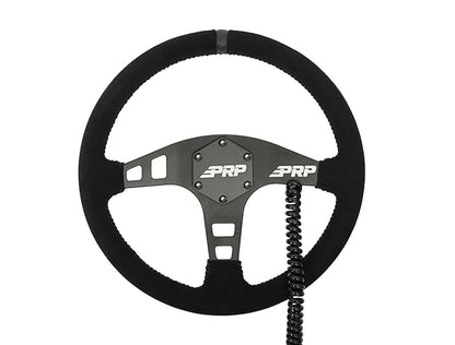 Heated Flat Suede Steering Wheel, Black PRP Seats