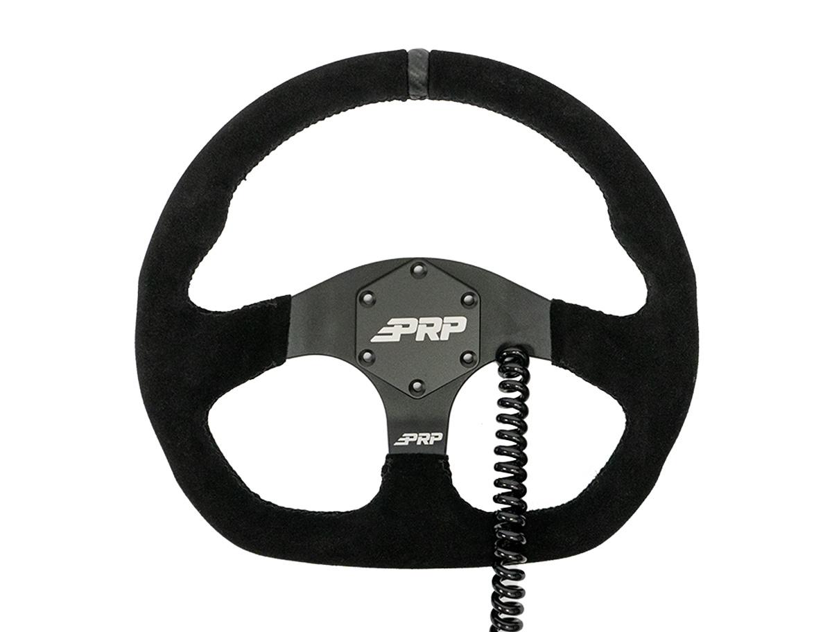 Heated Suede Steering Wheel 13 Inch Diameter Black PRP Seats