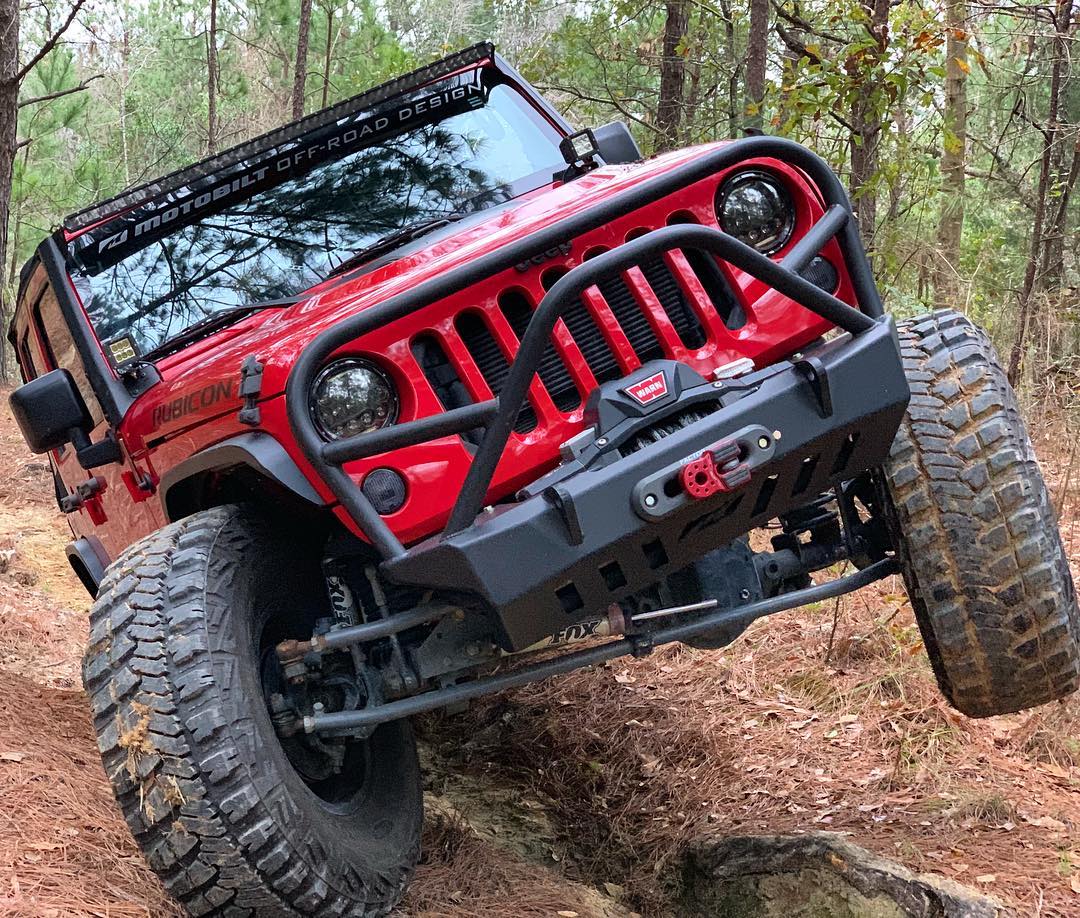 Jeep JK Front Bumper W/Grill Hoop And Stinger 07-18 Wrangler JK Crusher Series Bare Steel Motobilt - MB1011-L