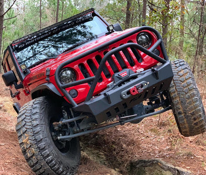 Jeep JK Front Bumper W/Grill Hoop And Stinger 07-18 Wrangler JK Crusher Series Bare Steel Motobilt - MB1011-L