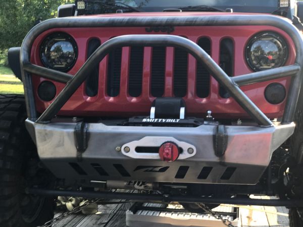 Jeep JK Front Bumper W/Grill Hoop And Stinger 07-18 Wrangler JK Crusher Series Bare Steel Motobilt - MB1011-L